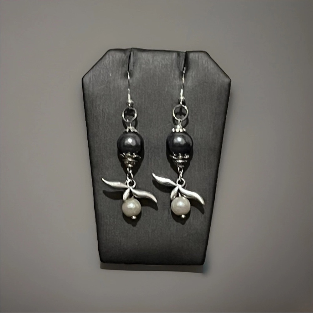 Wicca Beaded Earrings With Pearl And Silver Plated Detail. Witchy, Fairycore.